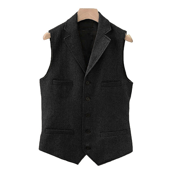 Men's Vintage Classic Wool Blended Lapel Single Breasted Suit Vest