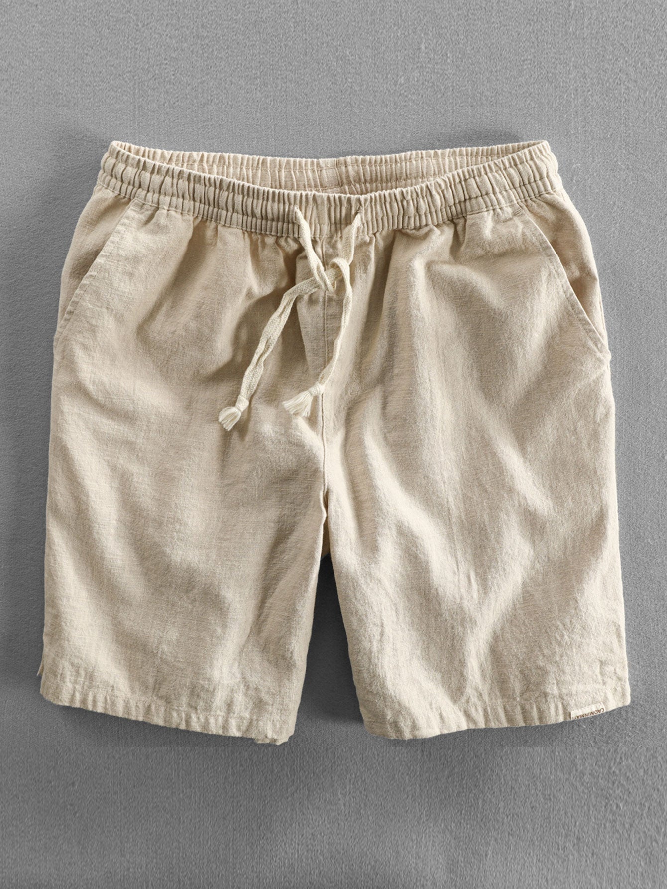 Gualterio® | Short Sleeve V Neck Linen Rayon Blend Shirt & Linen Cotton Blend Drawstring Shorts