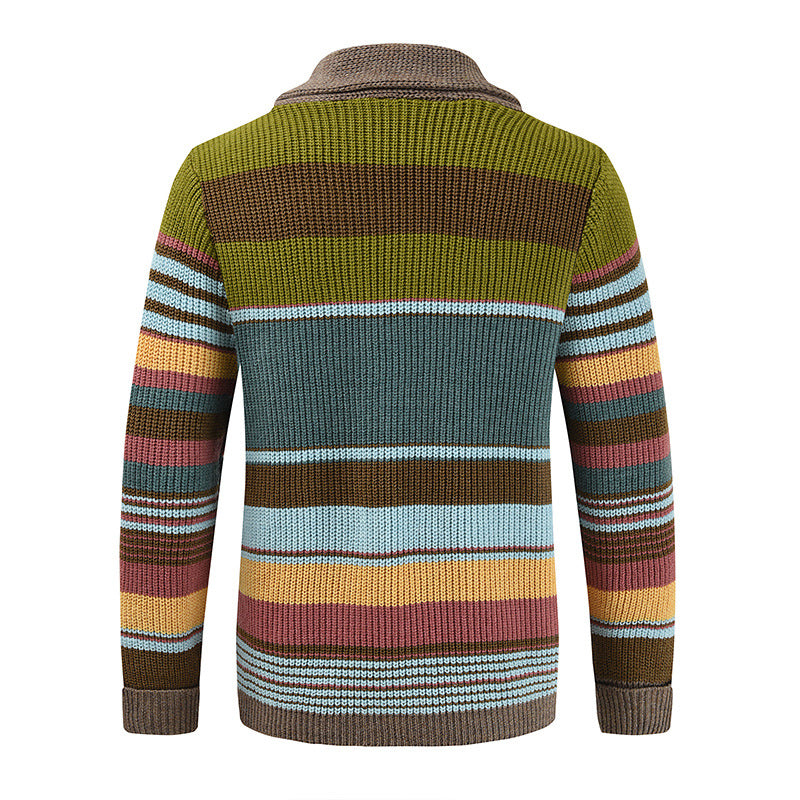 Men's Colorblock Lapel Sweater Jacket