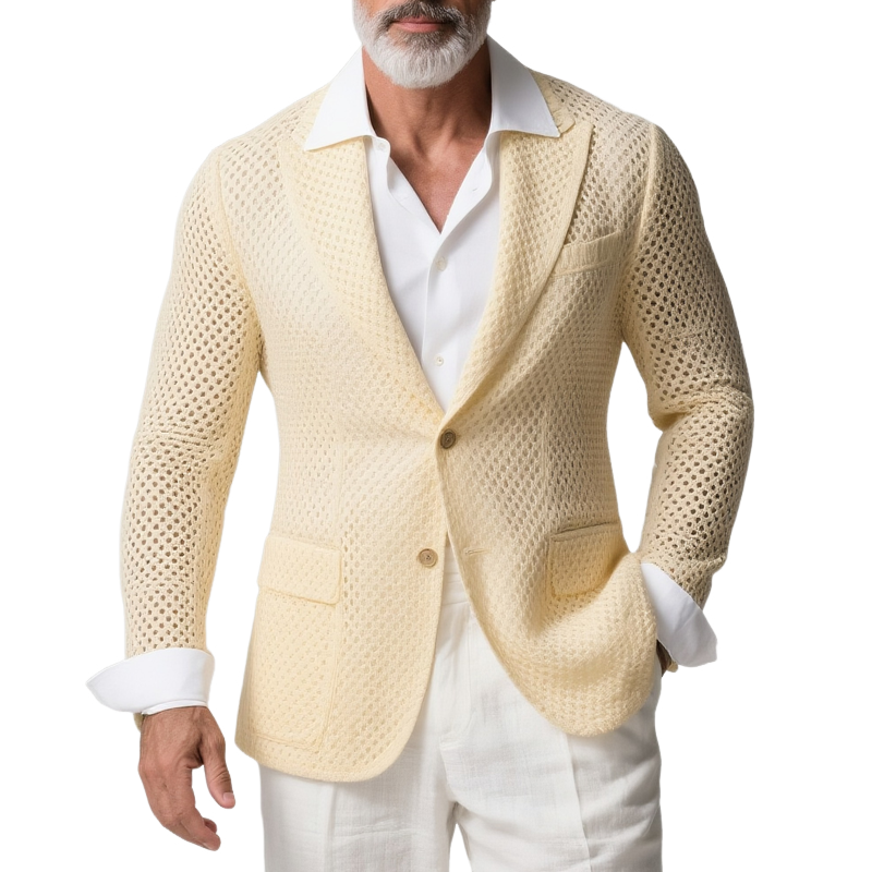 Roland | Men'S Solid Knit Peak Lapel Two Buttons Casual Blazer