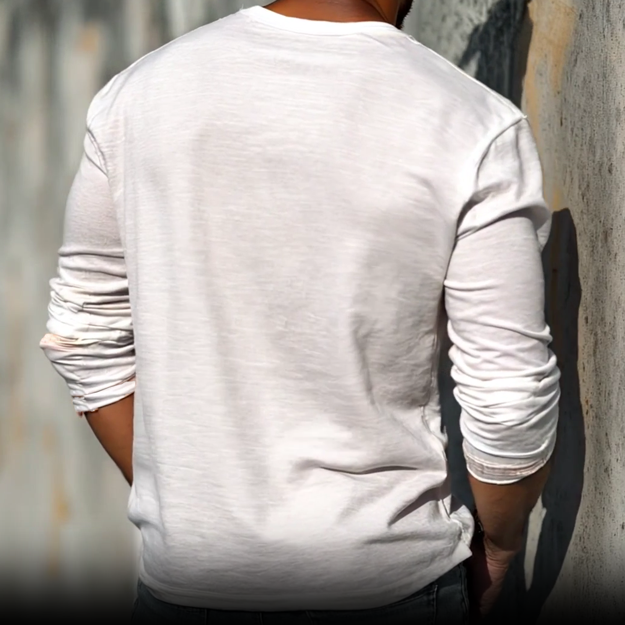 Troy | Men'S Spring And Summer Casual Tough Guy Style Round Neck Raw Edge Bamboo Cotton Long Sleeve T-Shirt