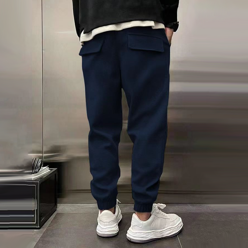 Men's Solid Plush Loose Elastic Waist Casual Sports Pants