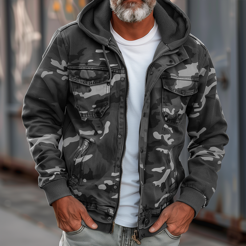Jack® | Men's camouflage cargo jacket with hood and multi-pocket design