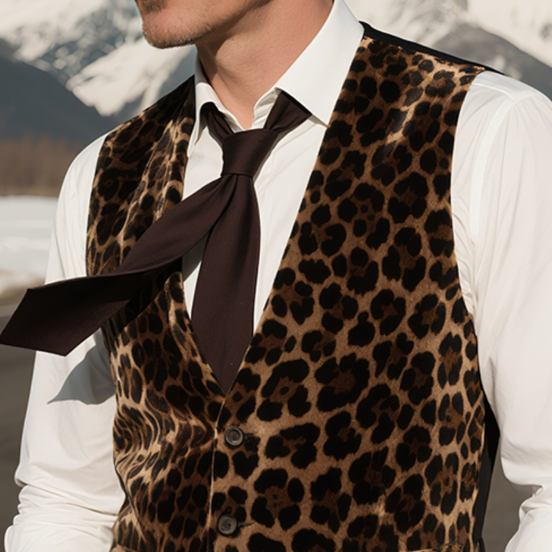 Steven | Men'S Vintage Casual Leopard Print Velvet Vest