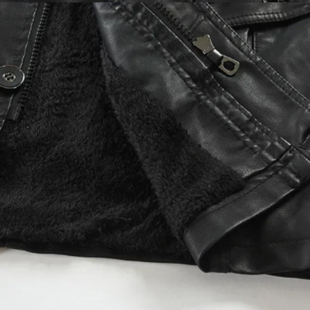 Myles | Elegant Long Leather Biker Jacket