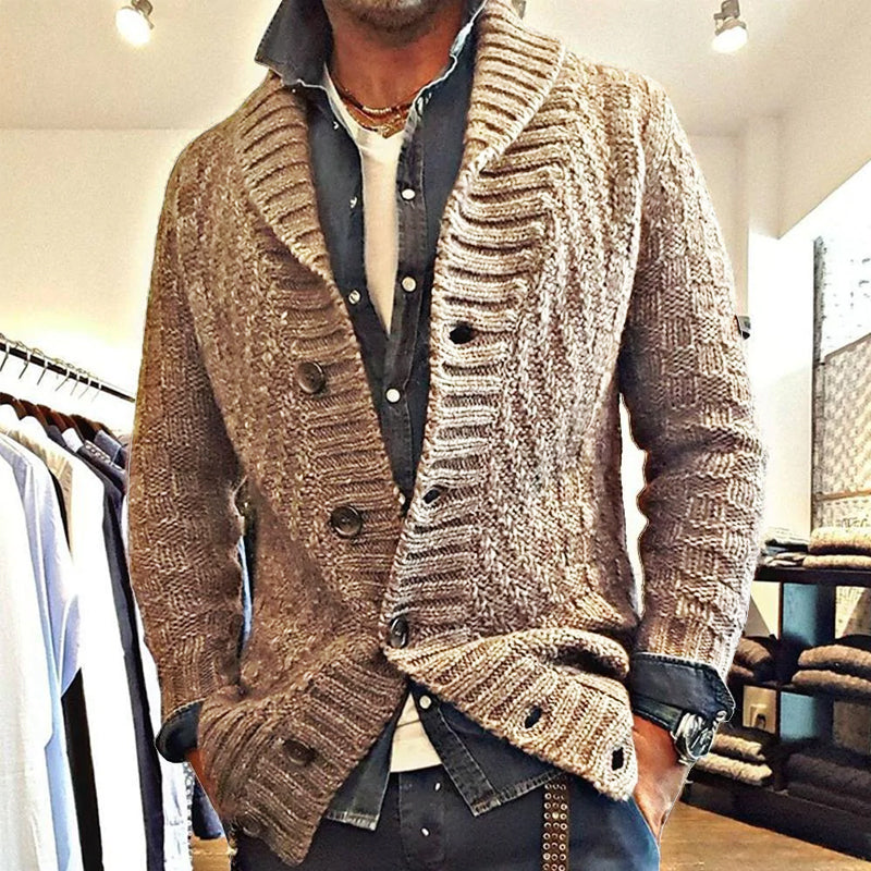 MEN'S VINE LAPELNIT CARDIGAN JACKET