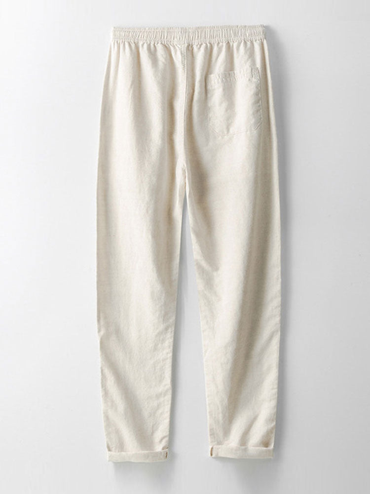 Omar® | Cotton Blend Striped Button Up Shirt & Straight Leg Linen Pants