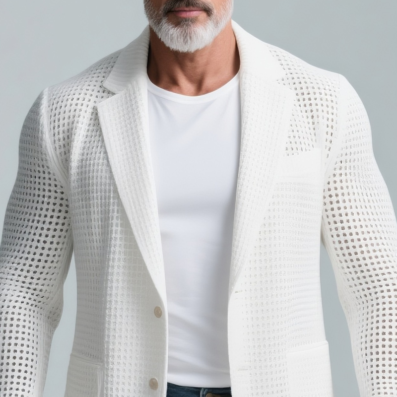 Rhett | Men'S Solid Knit Notch Lapel Two Buttons Casual Blazer