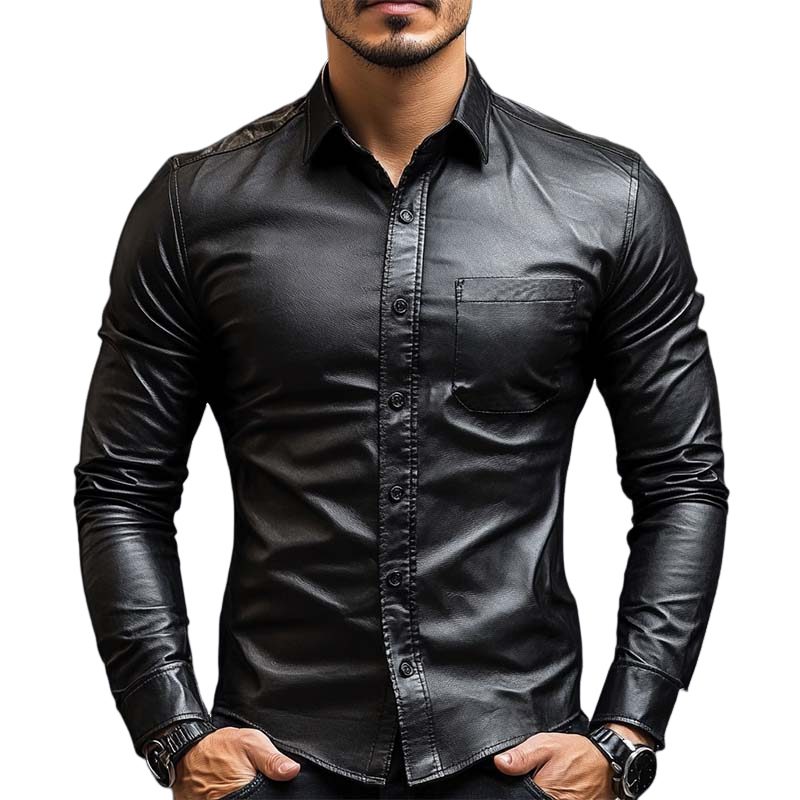 Men's Classic Casal SliFit Leather Long Sleeve Shirt