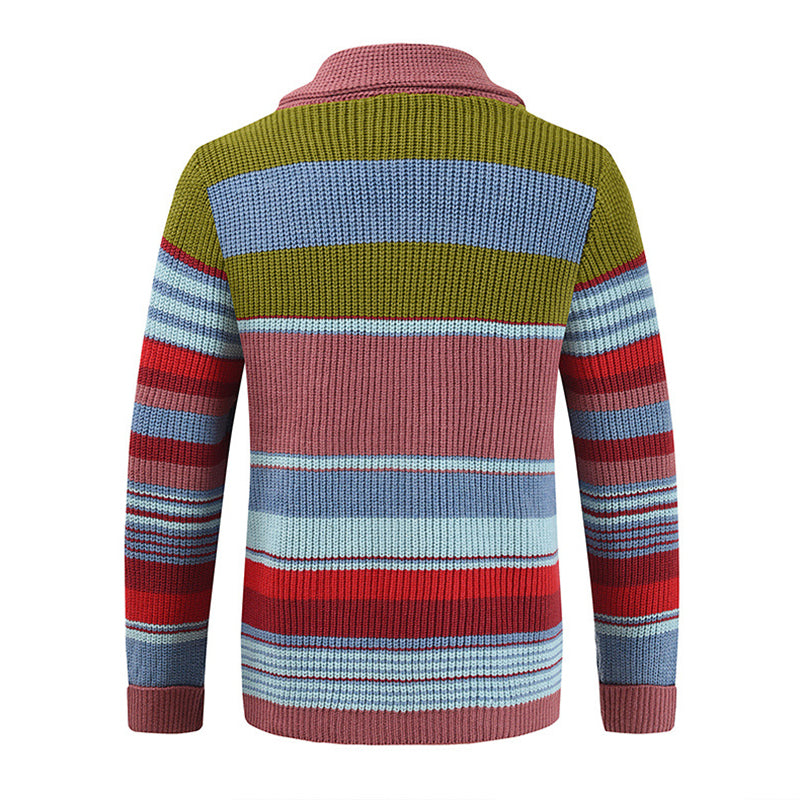 Men's Colorblock Lapel Sweater Jacket