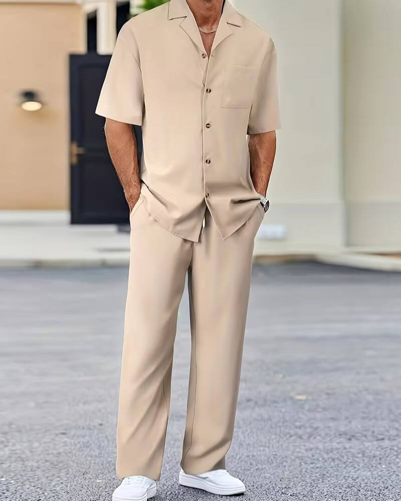 Pierce™ | Casual Short Sleeve Shirt and Pants Set