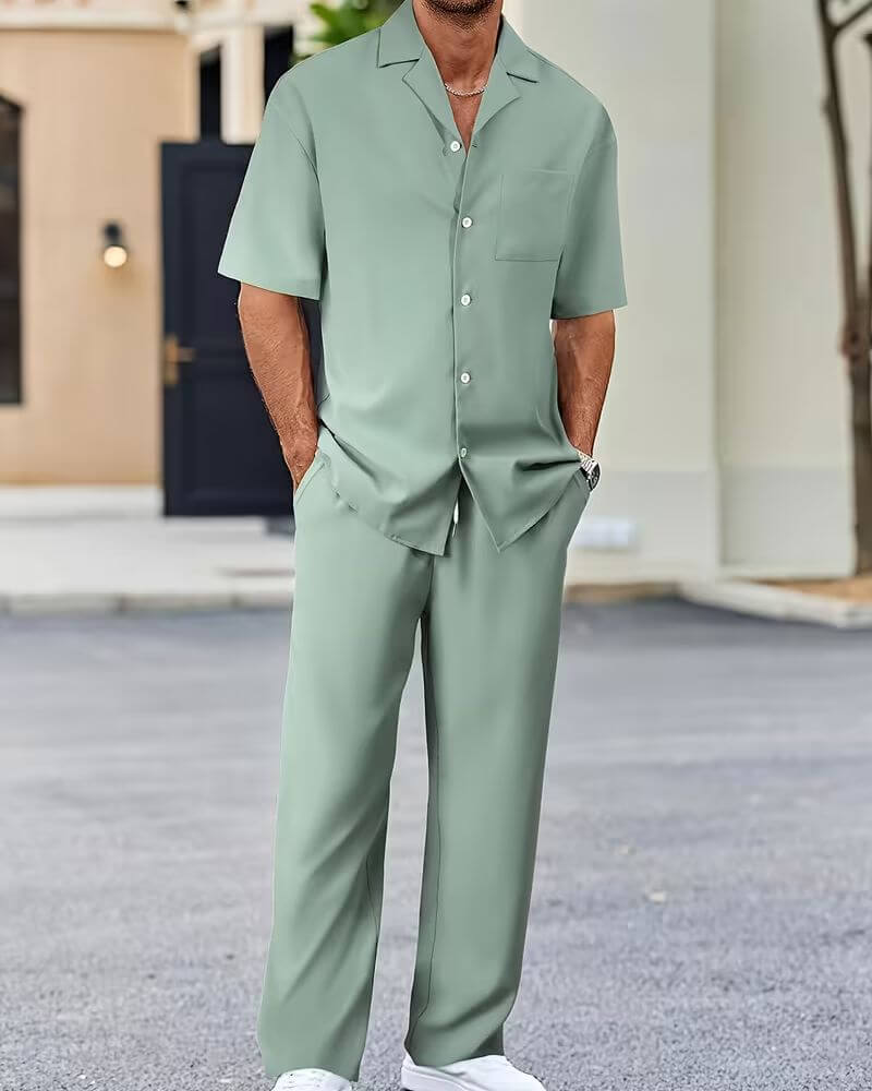 Pierce™ | Casual Short Sleeve Shirt and Pants Set