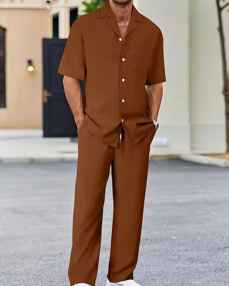 Pierce™ | Casual Short Sleeve Shirt and Pants Set