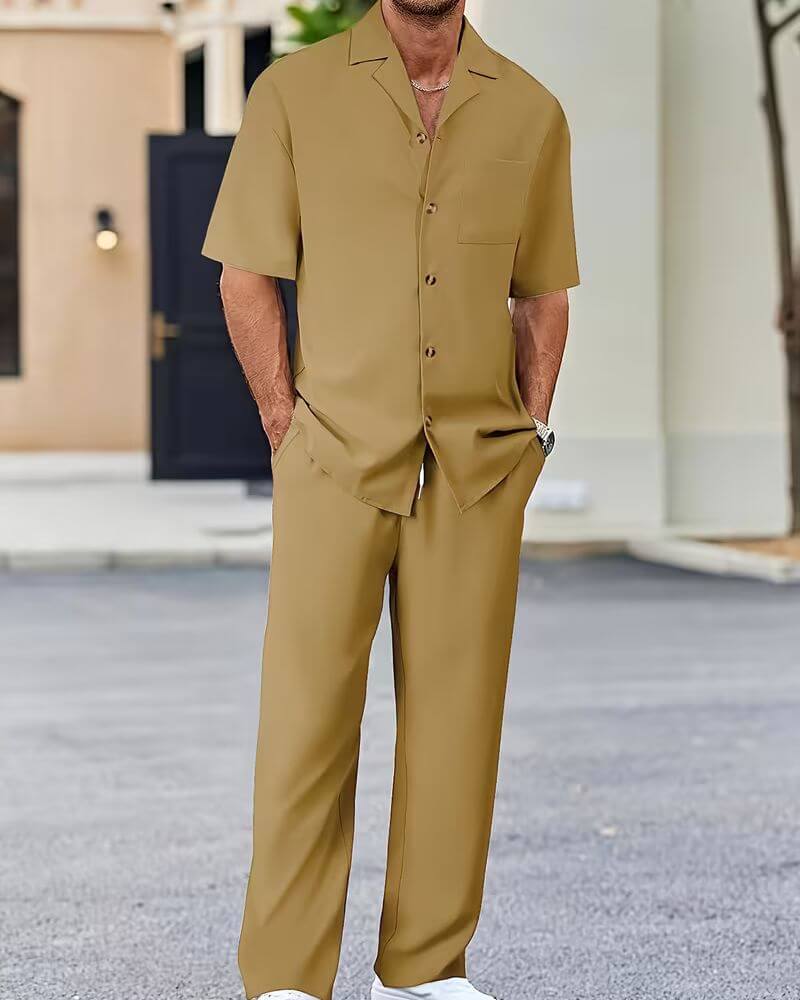 Pierce™ | Casual Short Sleeve Shirt and Pants Set