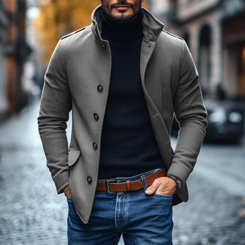 Lelio | Stylish coat with lapels and slim fit