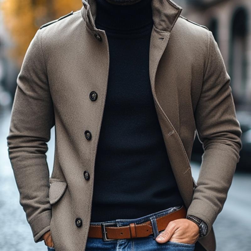 Lelio | Stylish coat with lapels and slim fit