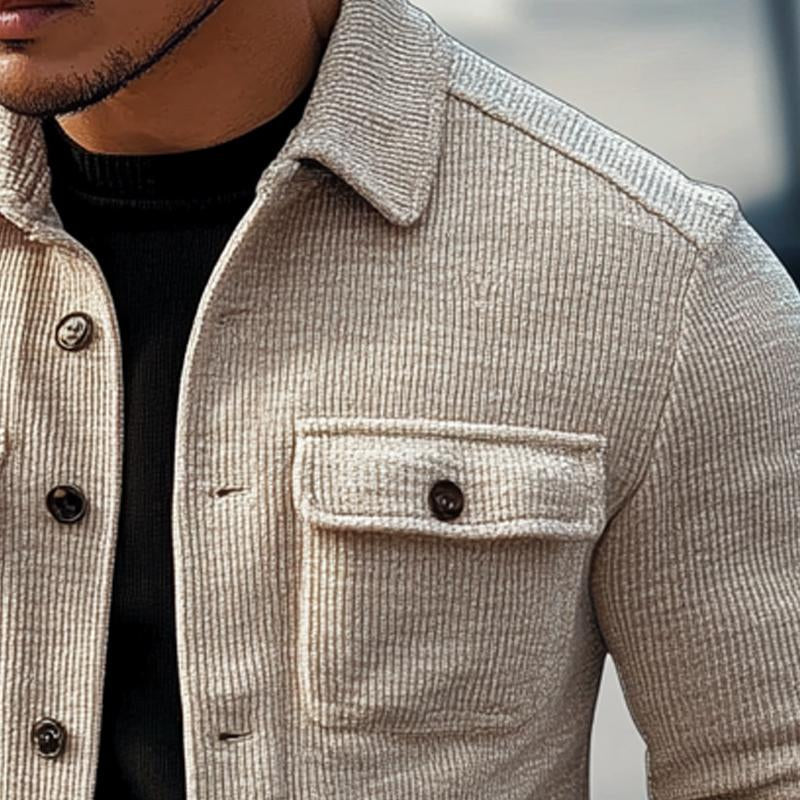 Men's Vine Striped Textred Lapel Jacket