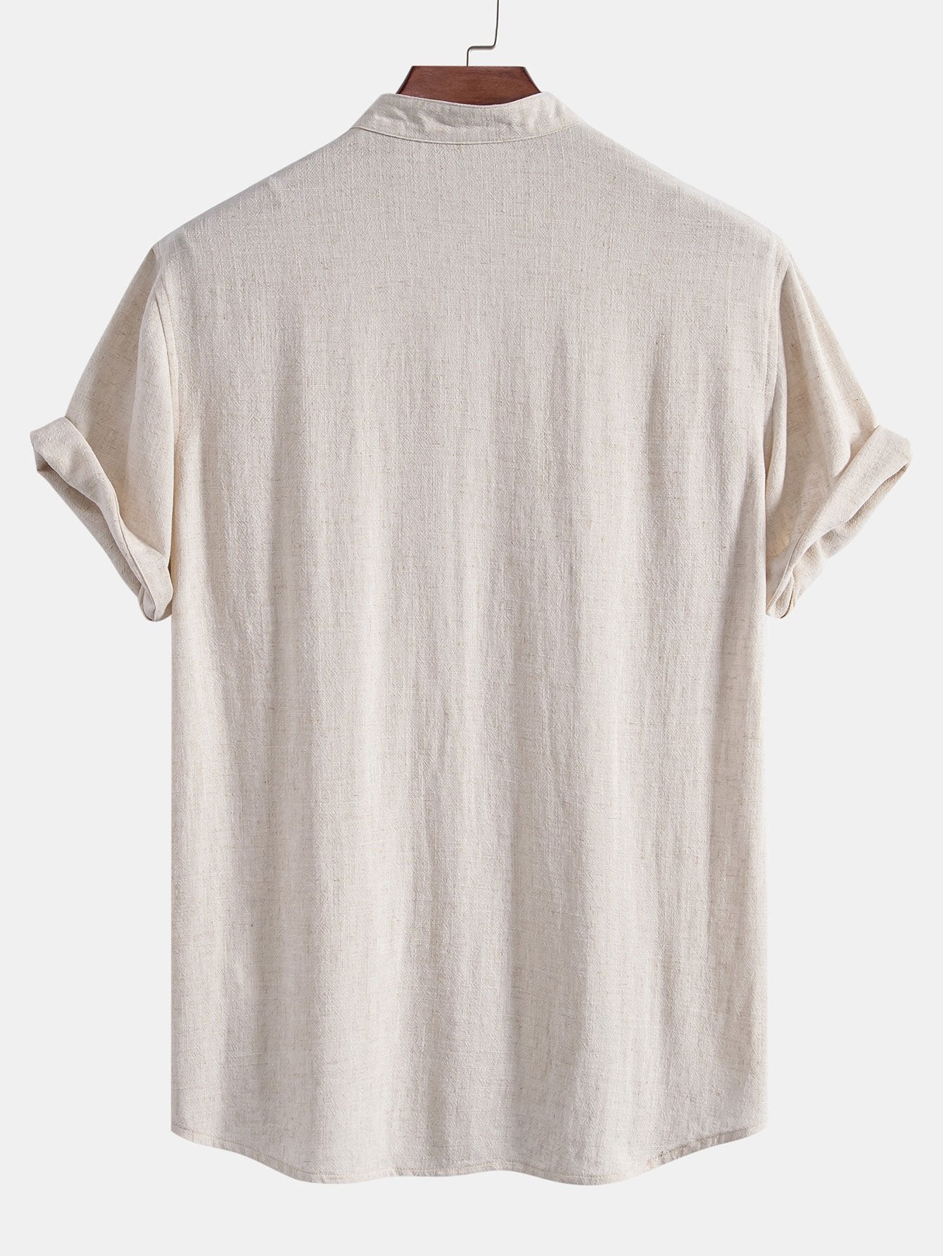 Gualterio® | Short Sleeve V Neck Linen Rayon Blend Shirt & Linen Cotton Blend Drawstring Shorts