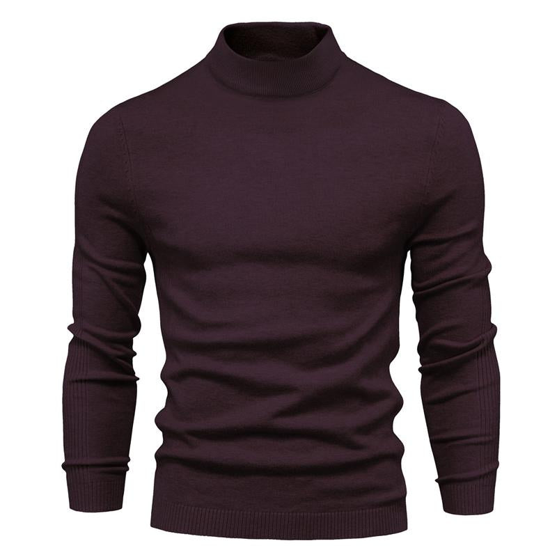 Men's Solid Color Turtleneck Pullover Knit Sweater