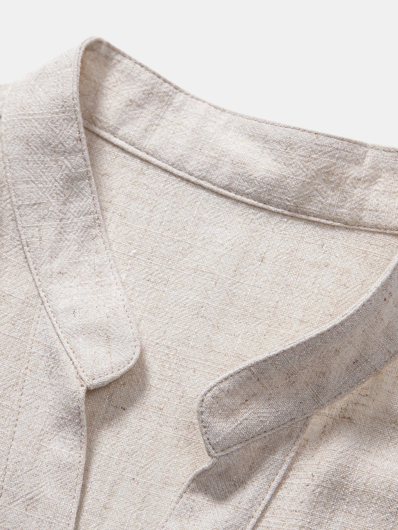 Ambrosio® | Short Sleeve Linen Rayon Blend Stand Collar Shirt