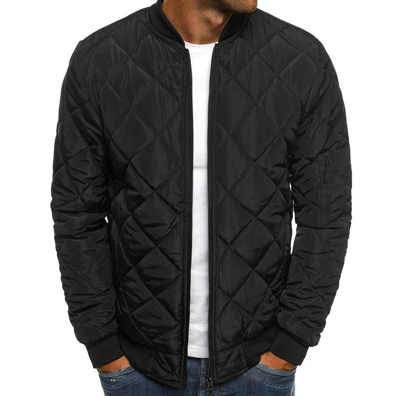Men's Padded Stand Collar Solid Color Thermal Padded Jacket