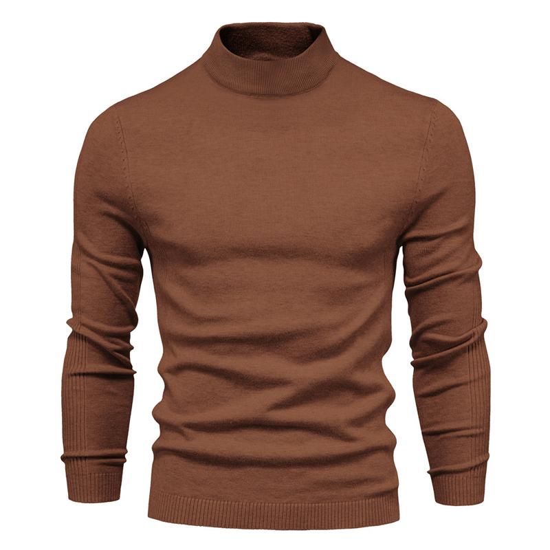 Men's Solid Color Turtleneck Pullover Knit Sweater
