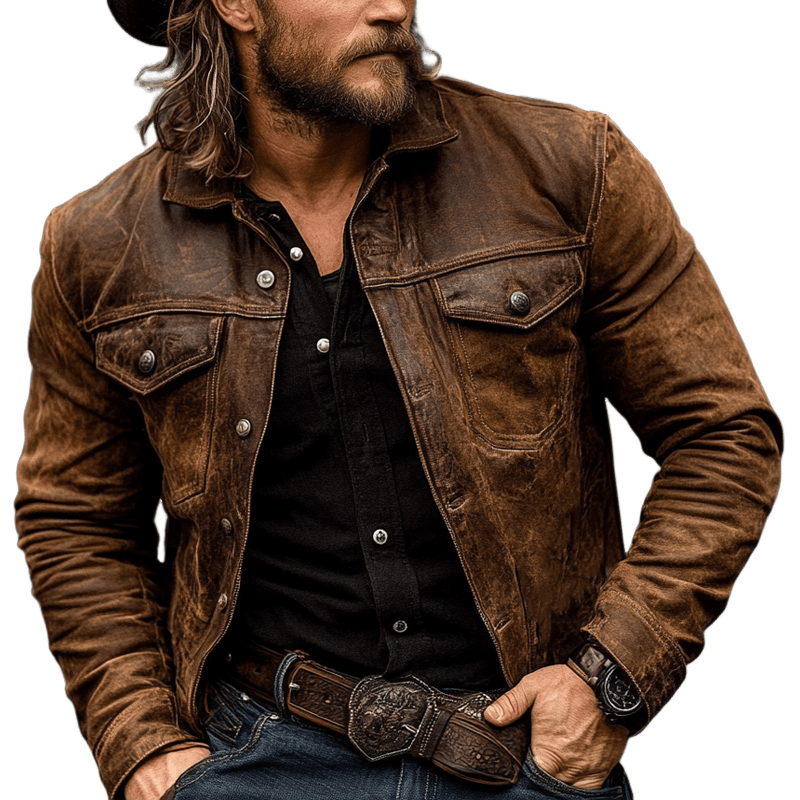 Klaus | Vintage leather jacket with lapels