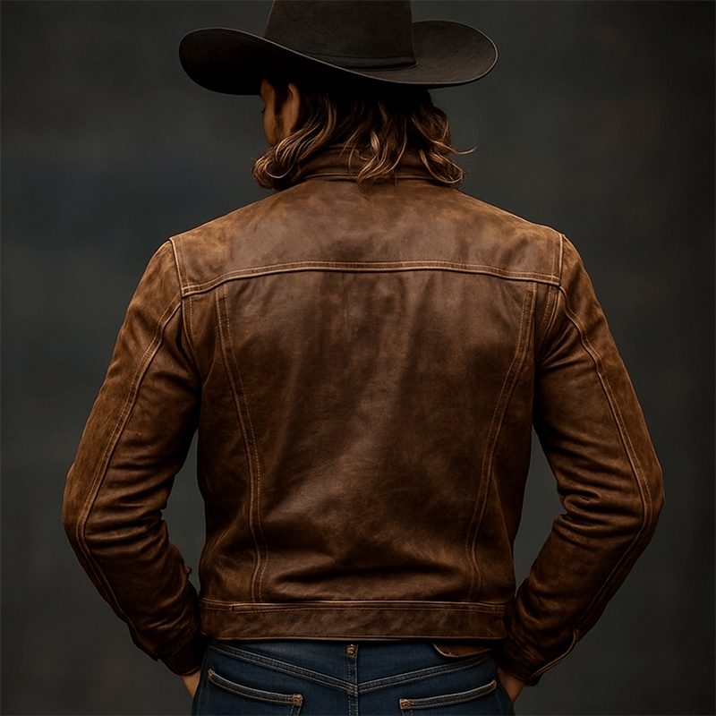 Klaus | Vintage leather jacket with lapels