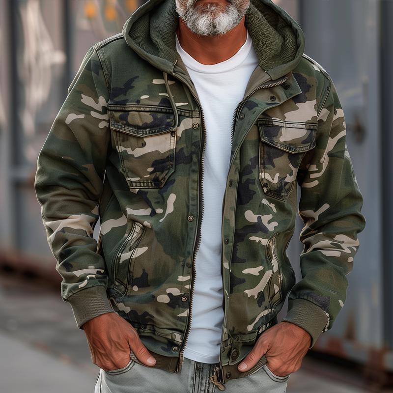 Jack® | Men's camouflage cargo jacket with hood and multi-pocket design