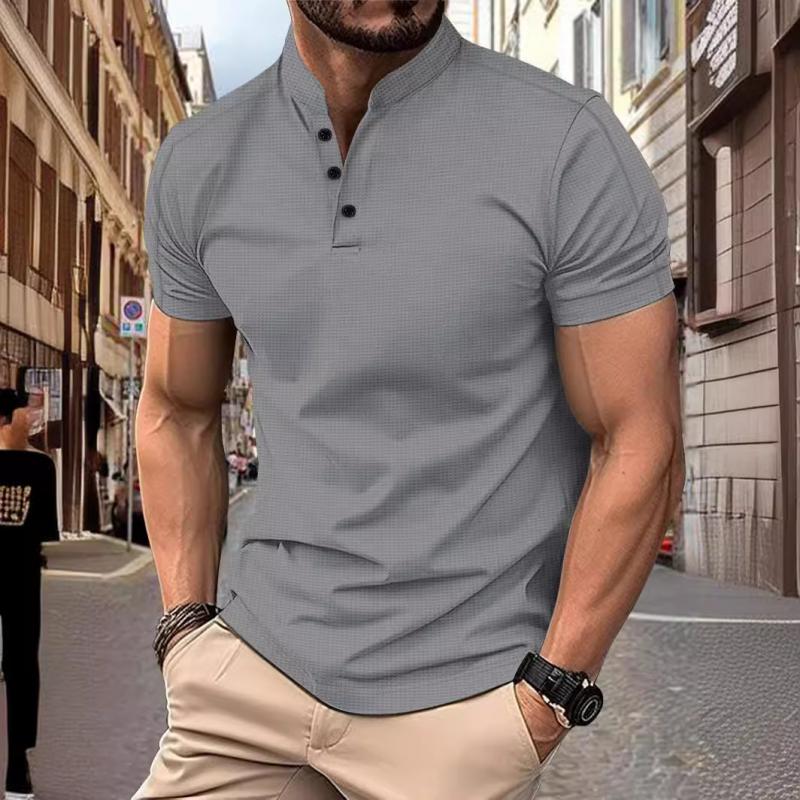 en's Casal Stand Collar Waffle SliFit Short Sleeve T-Shirt