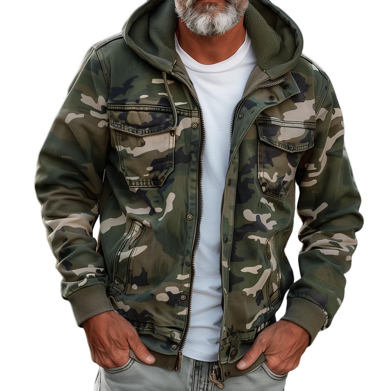 Jack® | Men's camouflage cargo jacket with hood and multi-pocket design