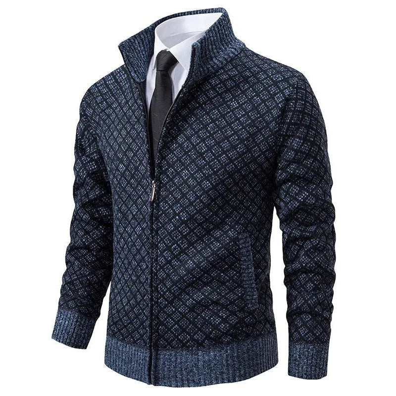 Dustin™ | Waffle-Knit Zip-Up Cardigan Sweater