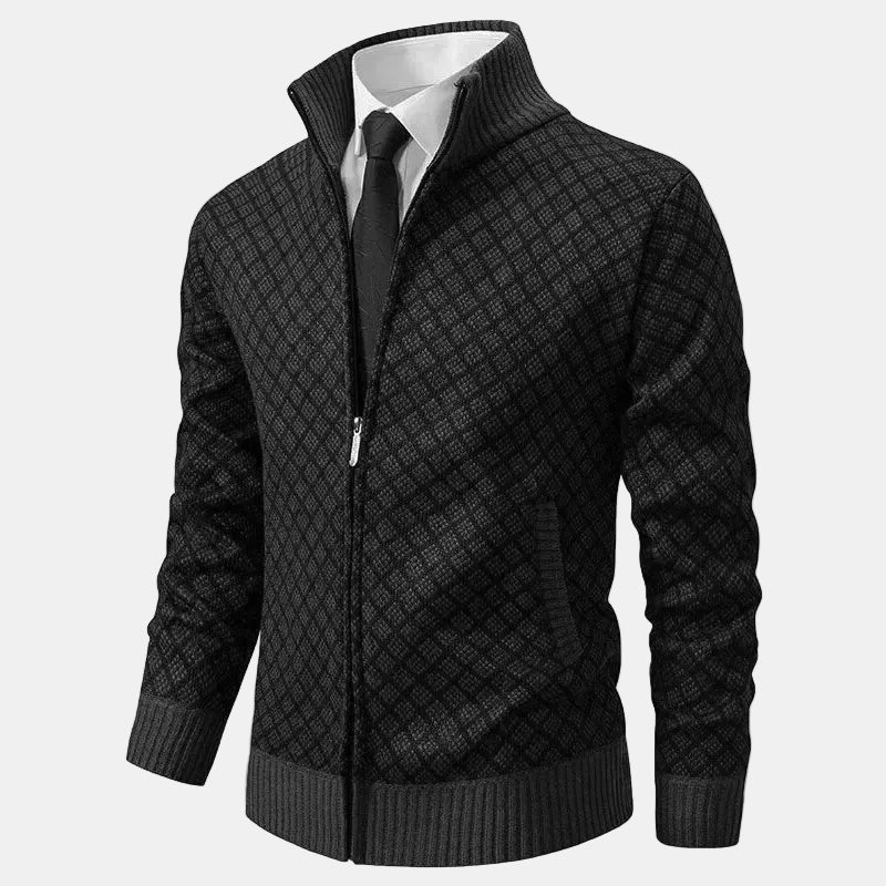 Dustin™ | Waffle-Knit Zip-Up Cardigan Sweater
