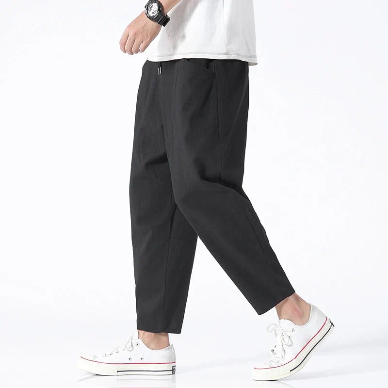 Henry™ | Drawstring Cotton-Linen Tapered Cropped Pants