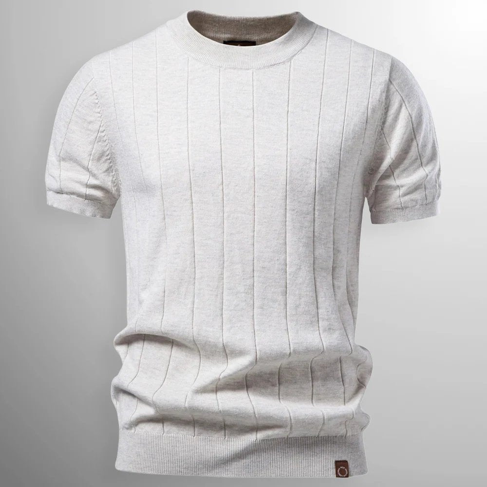 Colin™ | Ribbed Cotton Knit Crewneck T-Shirt