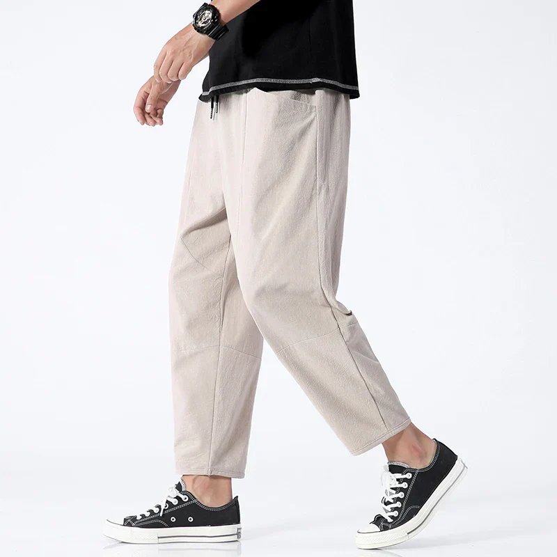Henry™ | Drawstring Cotton-Linen Tapered Cropped Pants