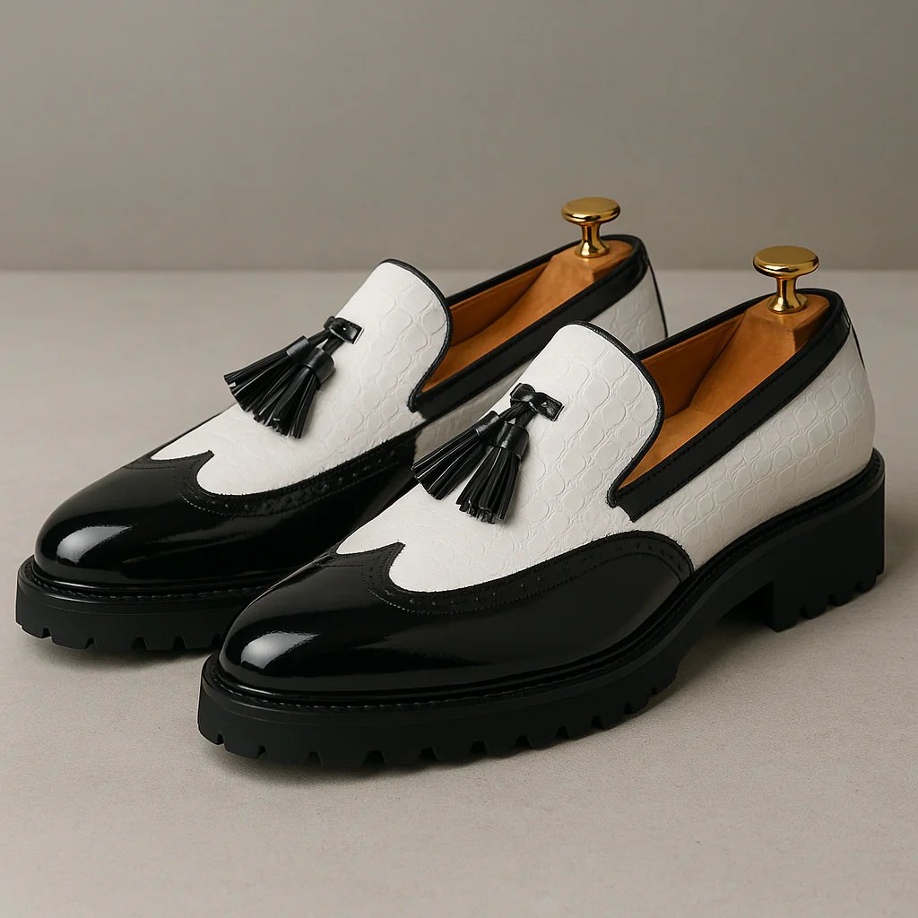 Lawrence™ | Croc-Embossed Tassel Cushioned Loafers