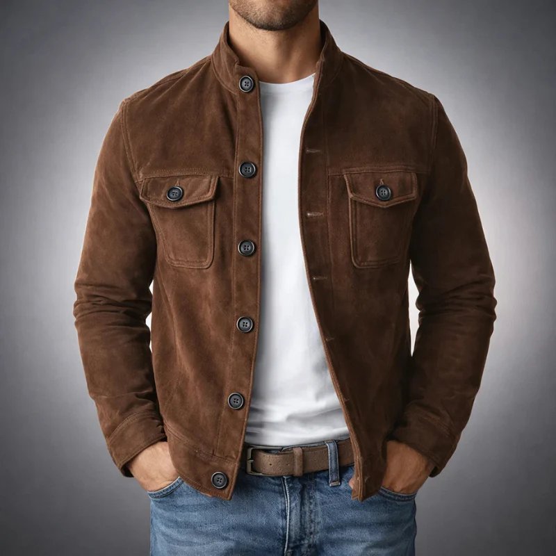 Zane™ | Premium Suede Button-Front Leather Jacket