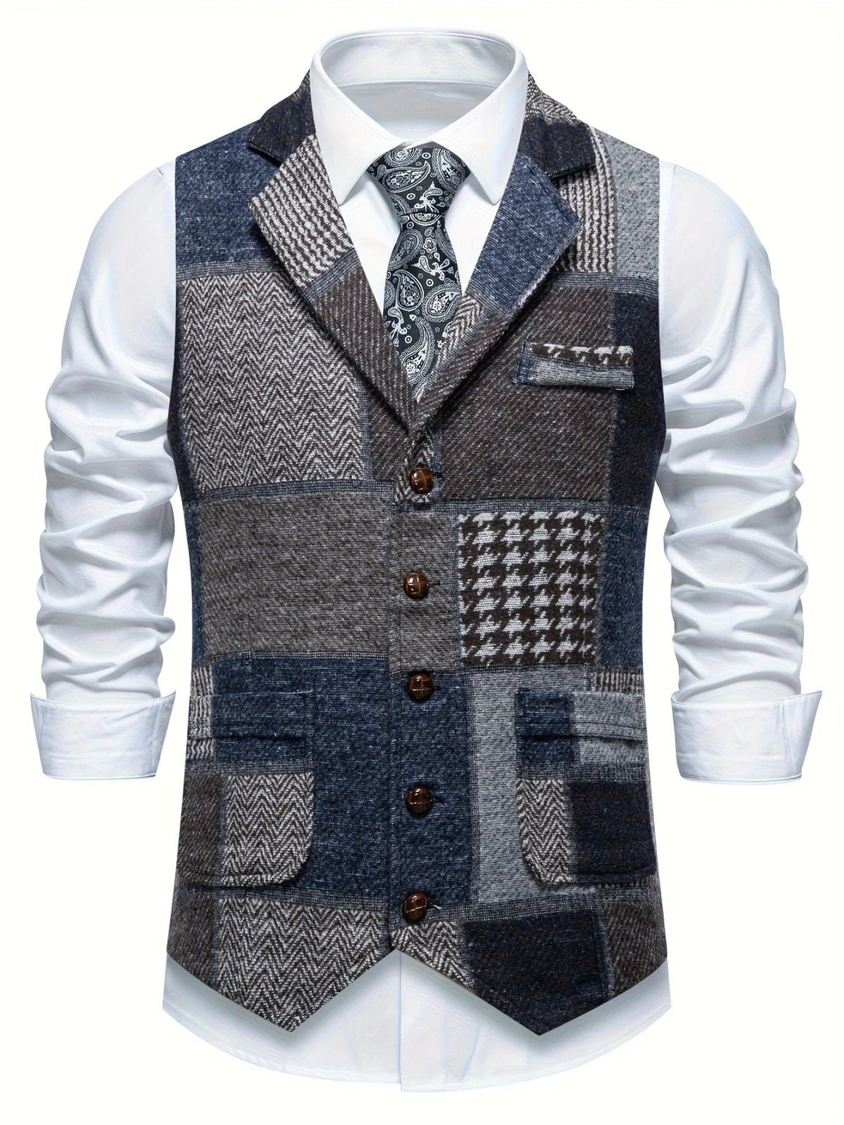 Vincent™- Patchwork Tweed Herringbone Waistcoat for Special Occasions