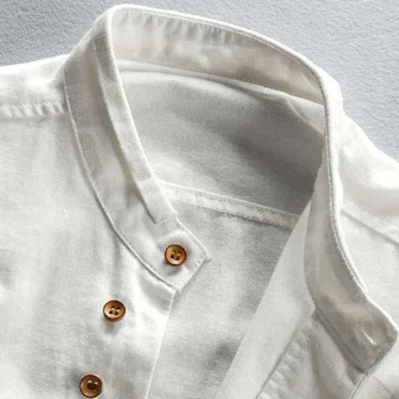 Leopold™ | Premium Cotton Stand Collar Shirt with Artisanal Buttons