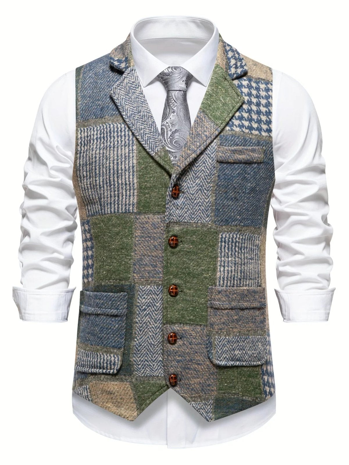 Vincent™- Patchwork Tweed Herringbone Waistcoat for Special Occasions