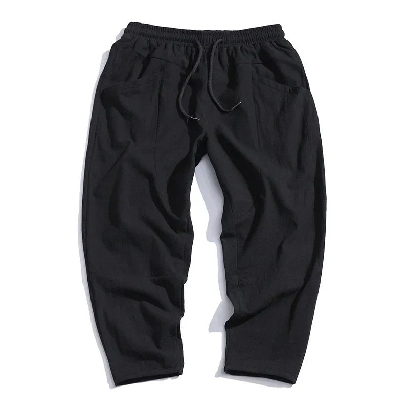 Henry™ | Drawstring Cotton-Linen Tapered Cropped Pants