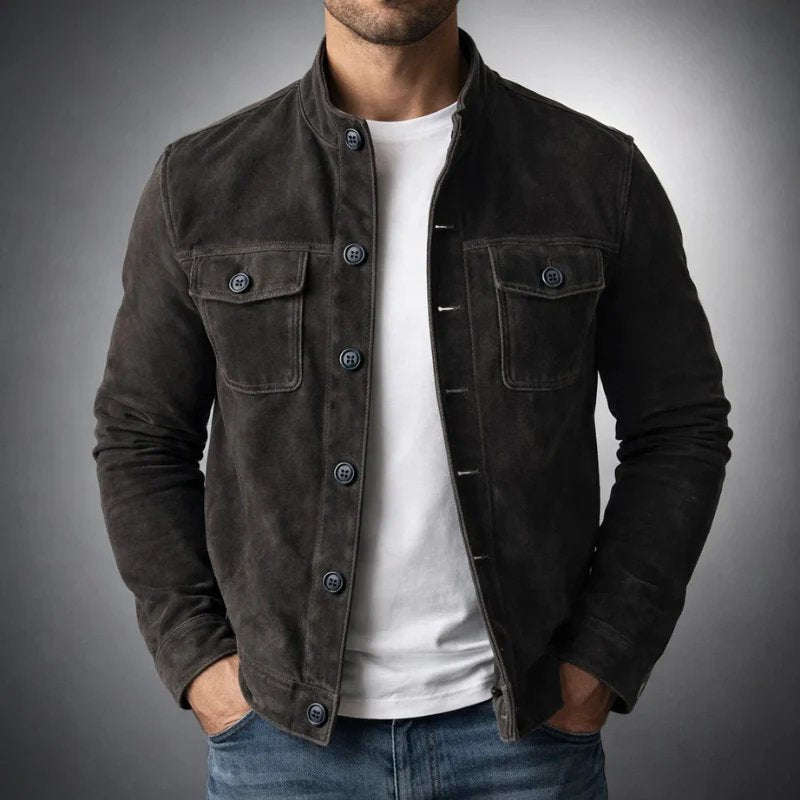 Zane™ | Premium Suede Button-Front Leather Jacket