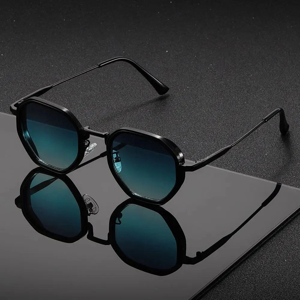 Axel™- Geometric Mirrored Lens Metal Frame Sunglasses