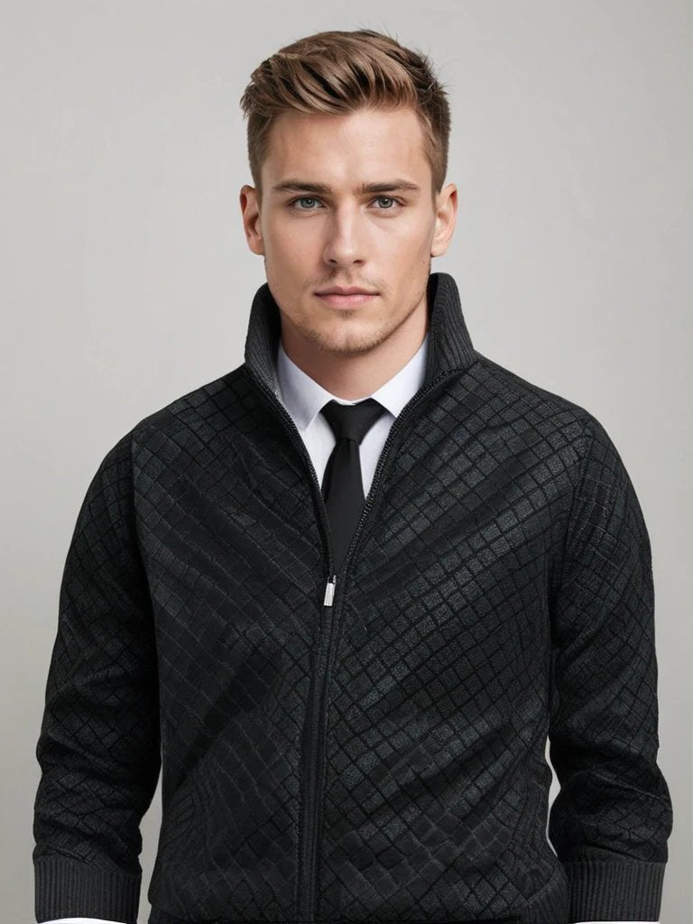 Dustin™ | Waffle-Knit Zip-Up Cardigan Sweater
