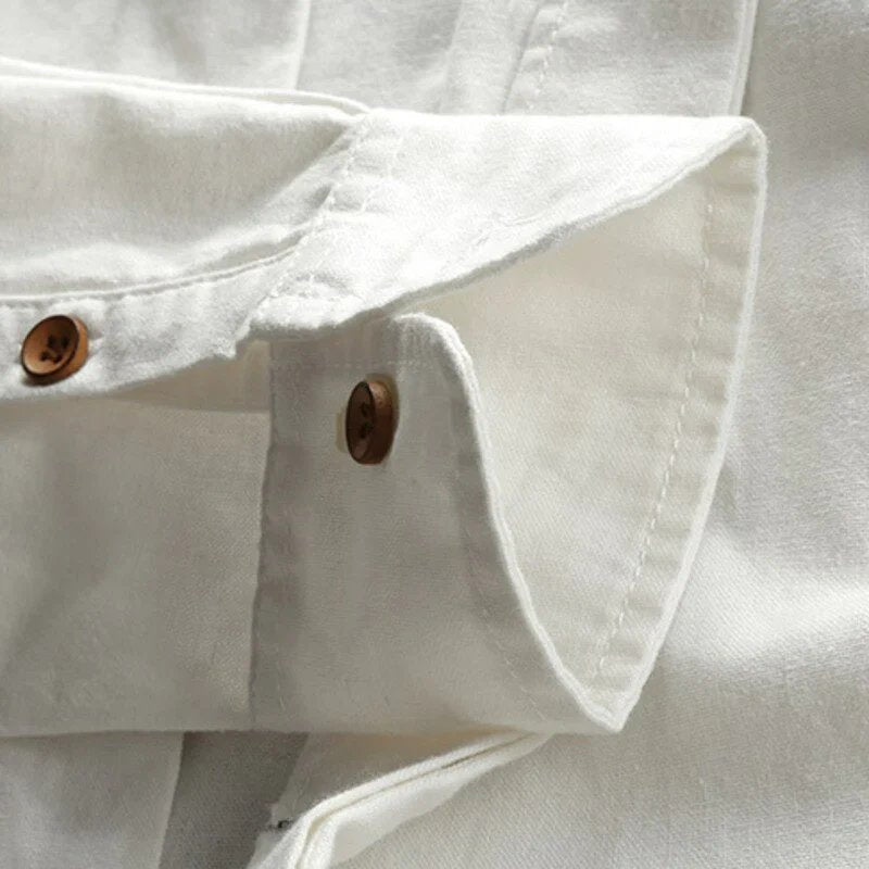Leopold™ | Premium Cotton Stand Collar Shirt with Artisanal Buttons