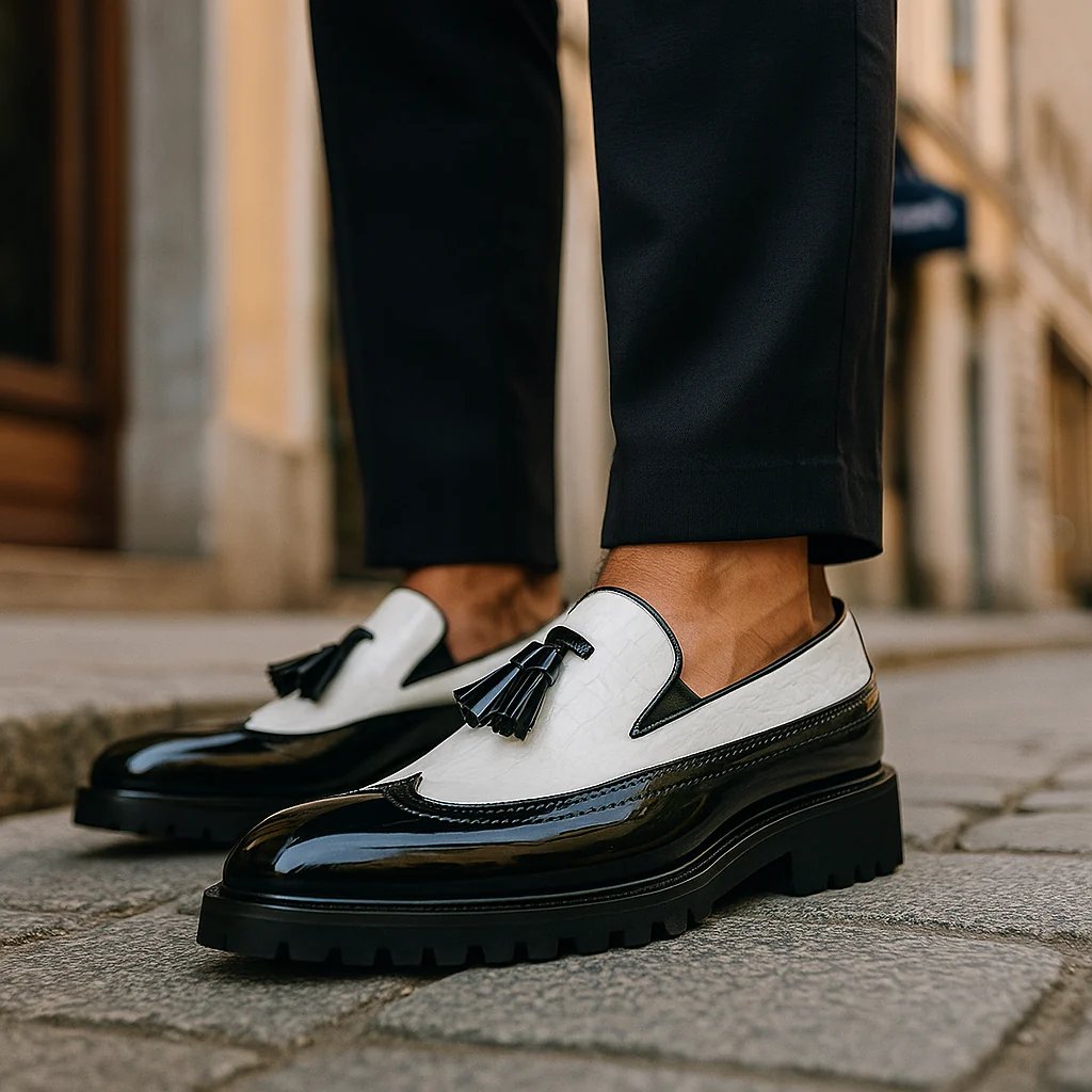 Lawrence™ | Croc-Embossed Tassel Cushioned Loafers