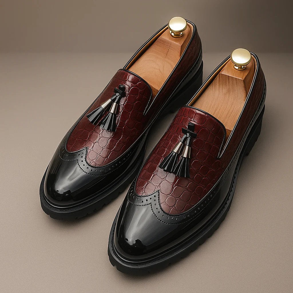 Lawrence™ | Croc-Embossed Tassel Cushioned Loafers
