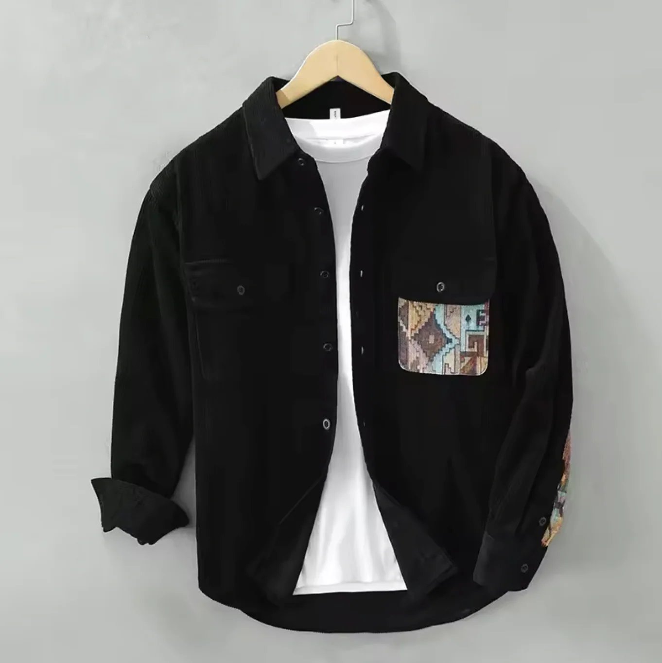 Carson™ | Patchwork Corduroy Button-Front Shirt
