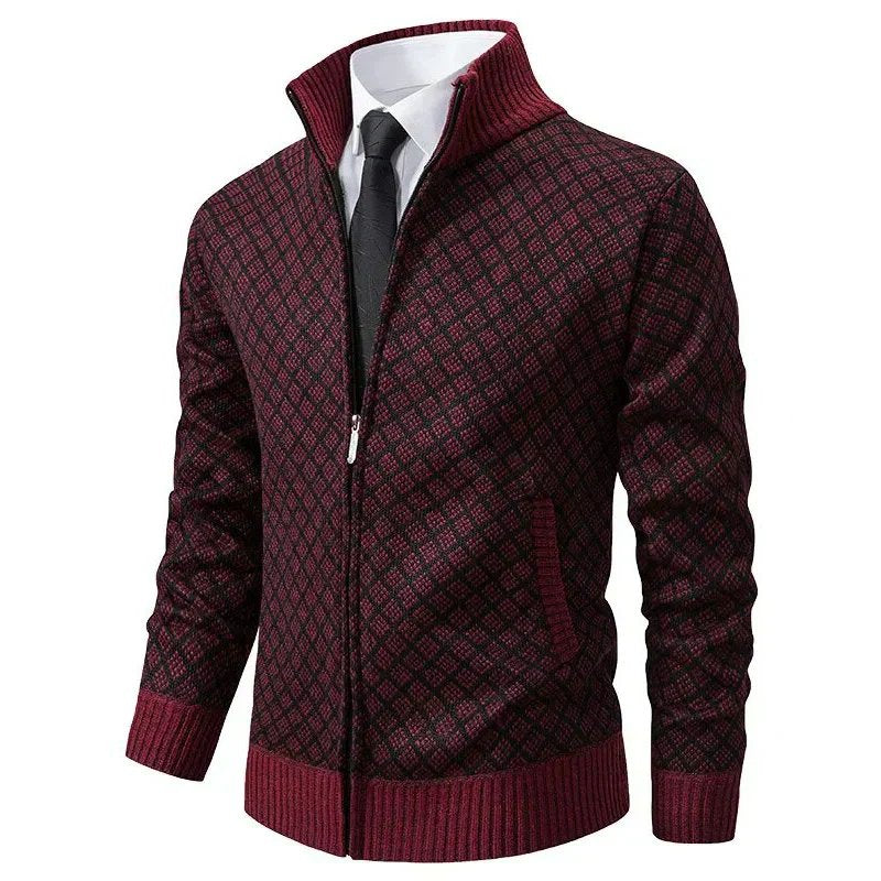Dustin™ | Waffle-Knit Zip-Up Cardigan Sweater
